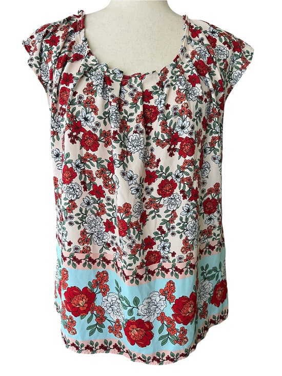 LC Lauren Conrad Tops - LC Lauren Conrad Pleated Flowy Cap-Sleeve Top